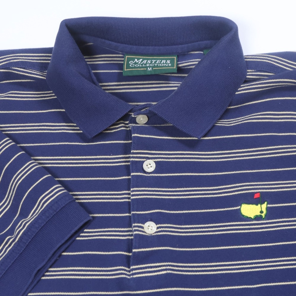 Masters Collection Golf Polo Shirt Blue Striped Short‎ Sleeve Casual Mens Medium